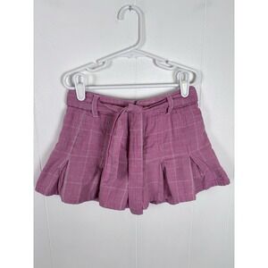 VTG Y2K Cherokee Pink Plaid Skirt Skort Shorts Pleated Girls Sz 6-6X Adjustable‎